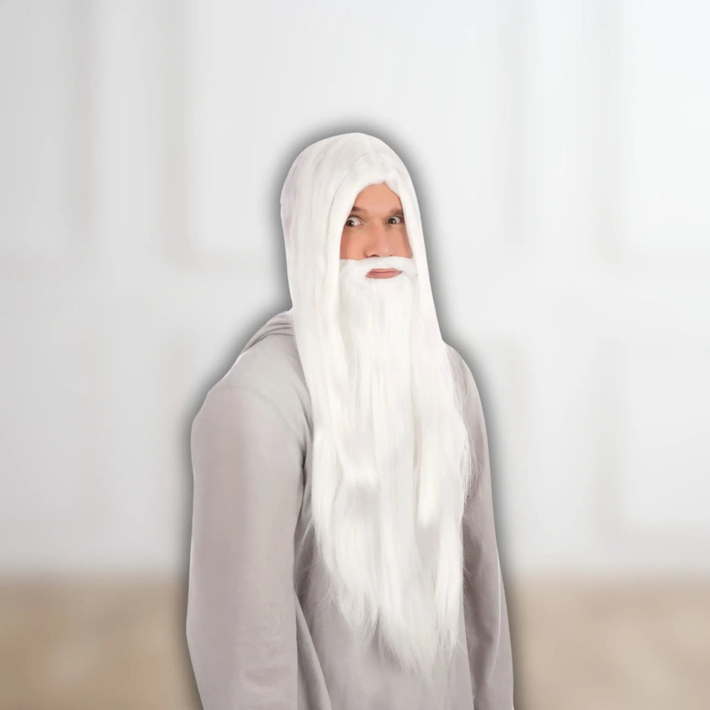 Wizard Wig and Beard Set (White, Long - Boxed) | The Party Hut