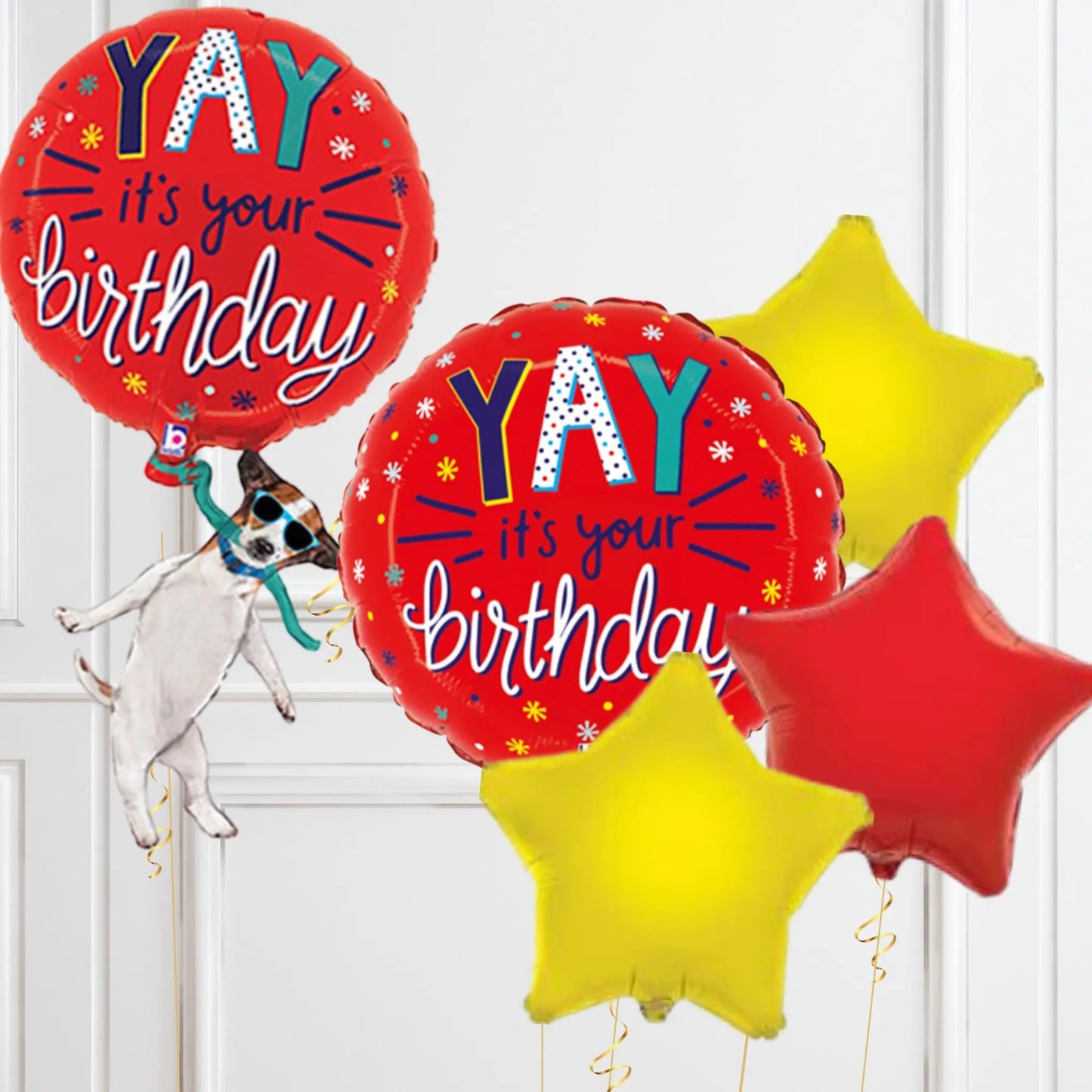 "YAY It's Your Birthday" Balloon Bundle - Bright Red, Yellow & Star - Themed Set | The Party Hut