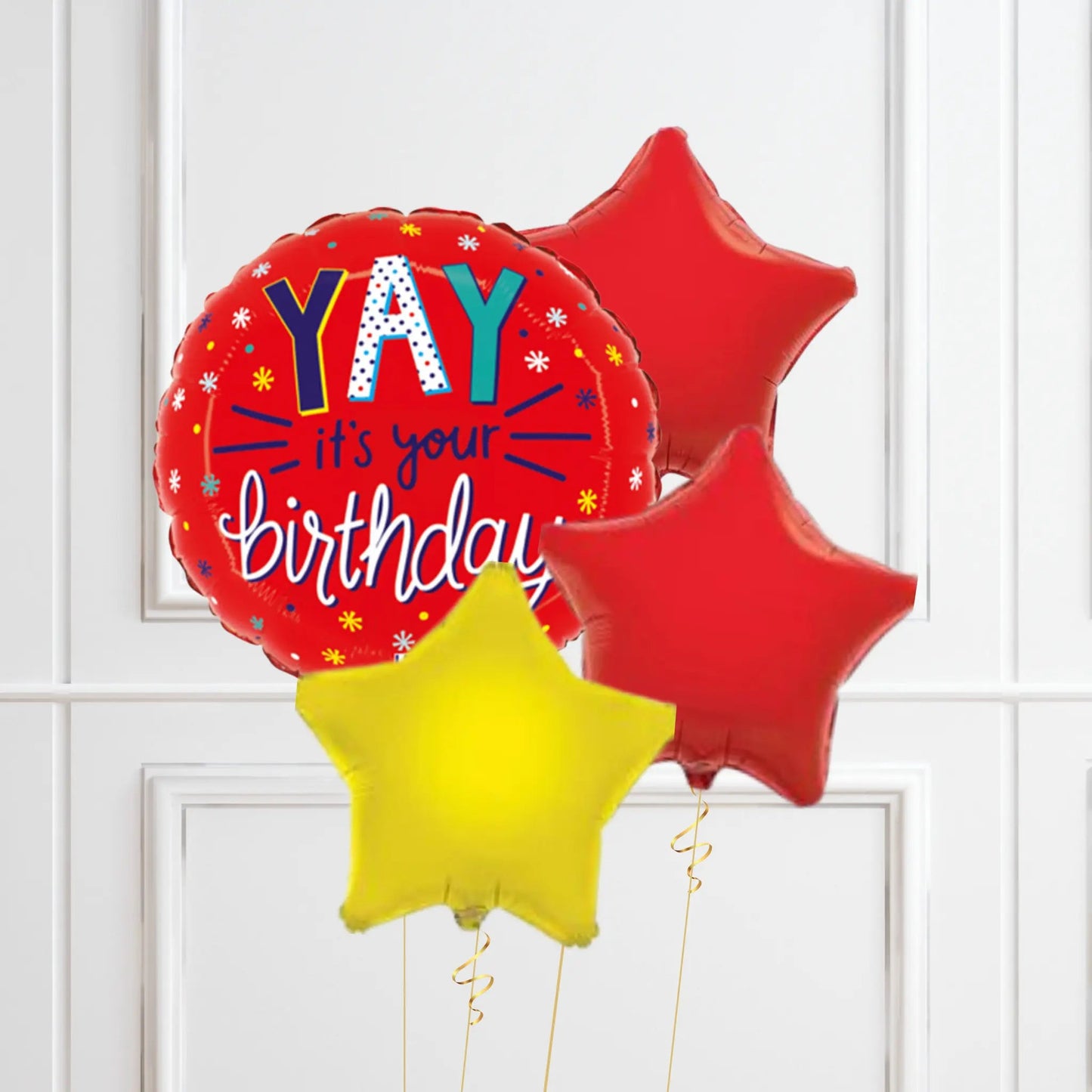 "YAY It's Your Birthday" Balloon Bundle - Bright Red, Yellow & Star - Themed Set | The Party Hut