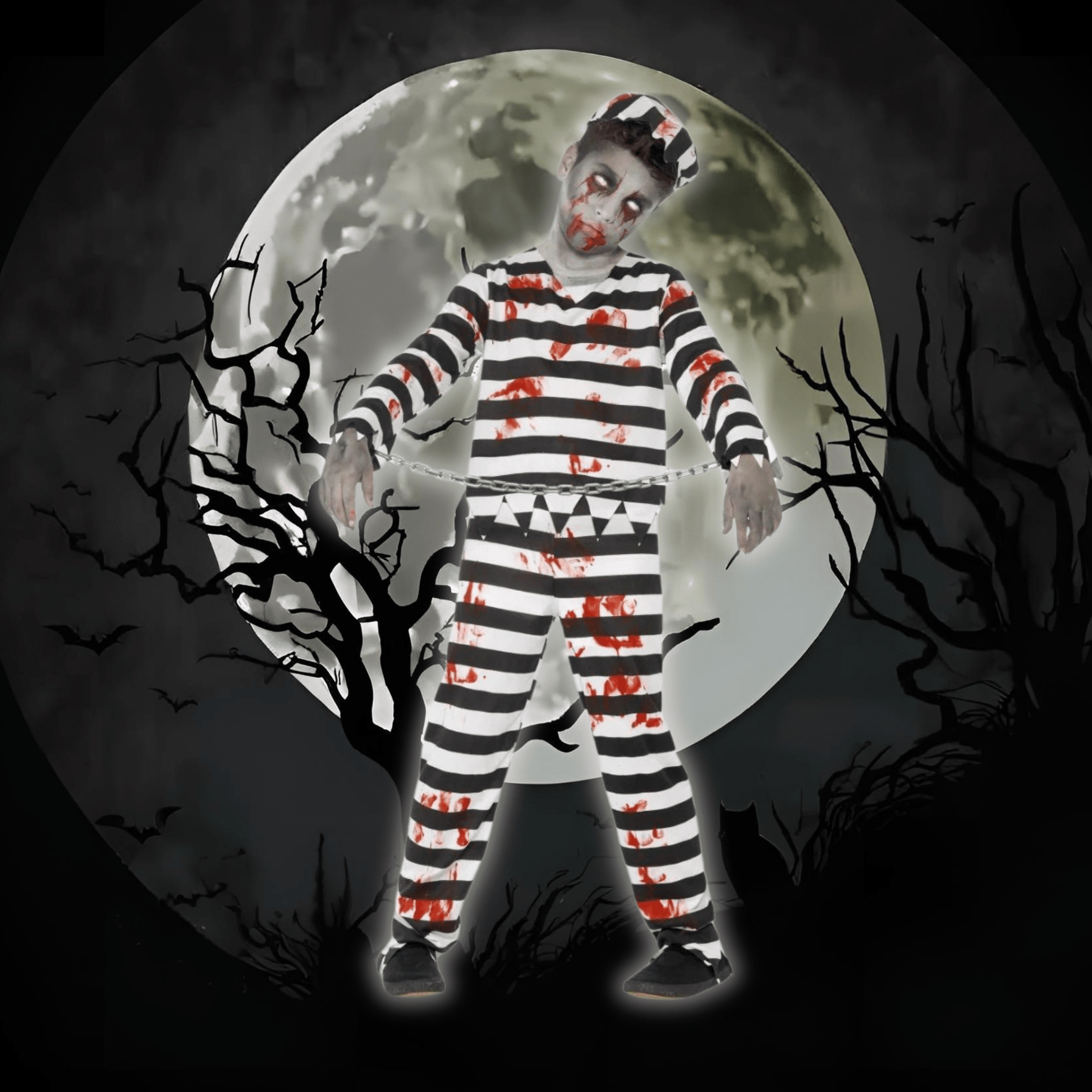 Zombie Convict Costume (Black) - Kids