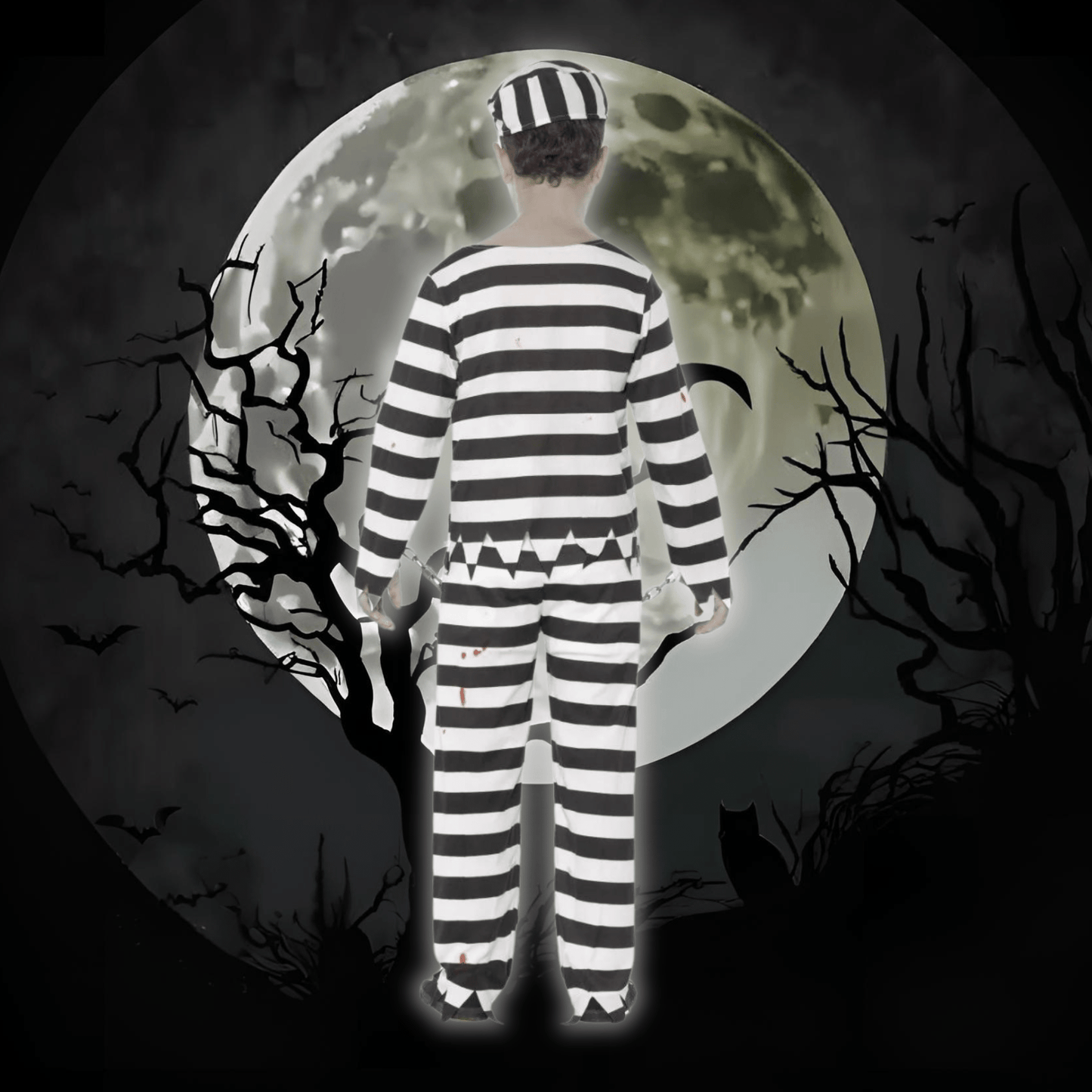 Zombie Convict Costume (Black) - Kids | The Party Hut