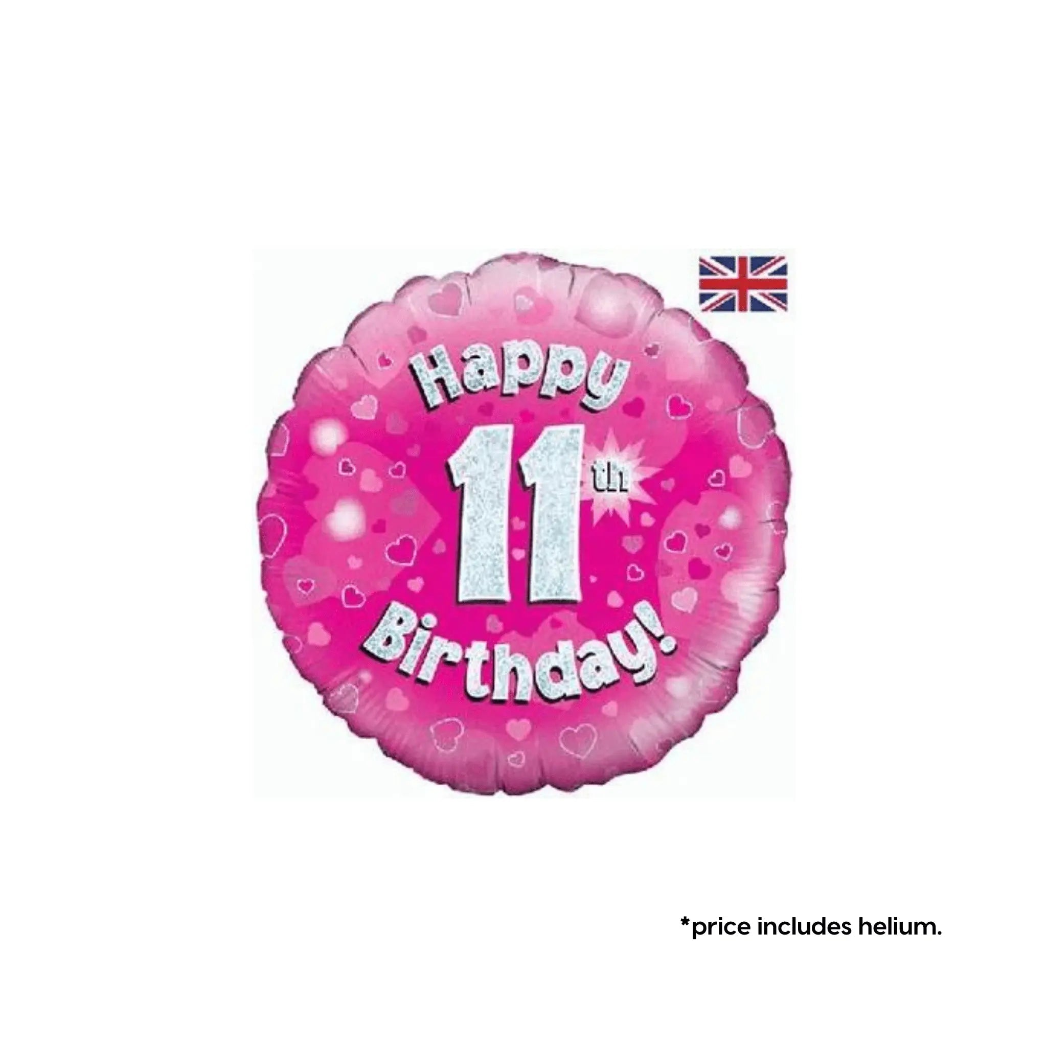 11th Birthday Balloon (Pink Sparkle) | The Party Hut