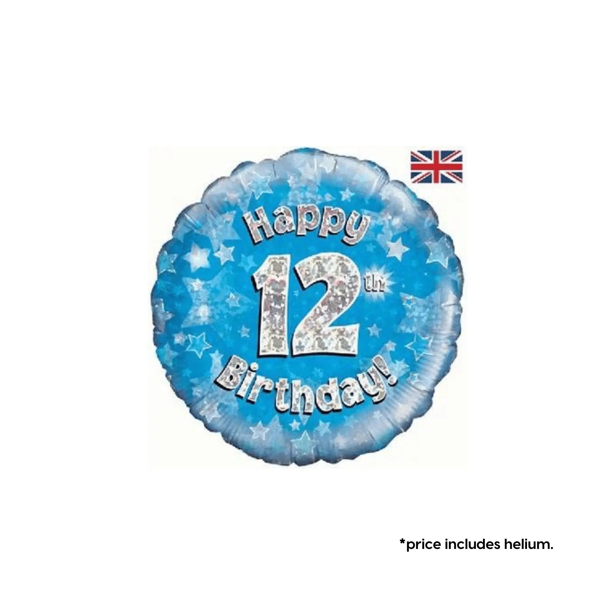 12th Birthday Balloon (Blue Sparkle) | The Party Hut