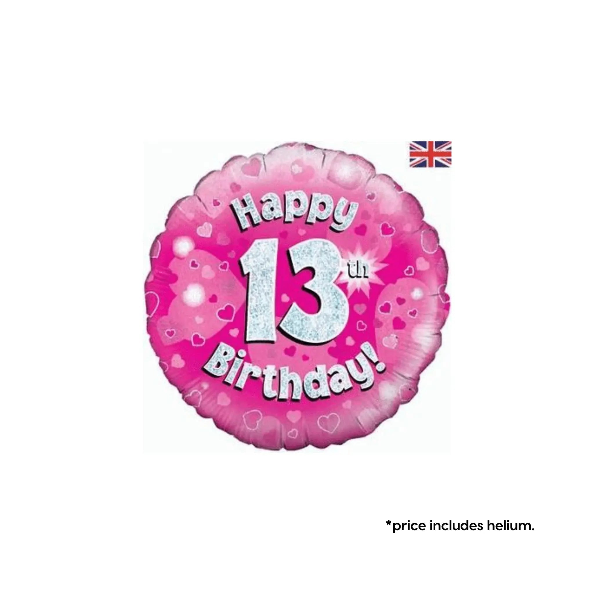 13th Birthday Balloon (Pink Sparkle) | The Party Hut
