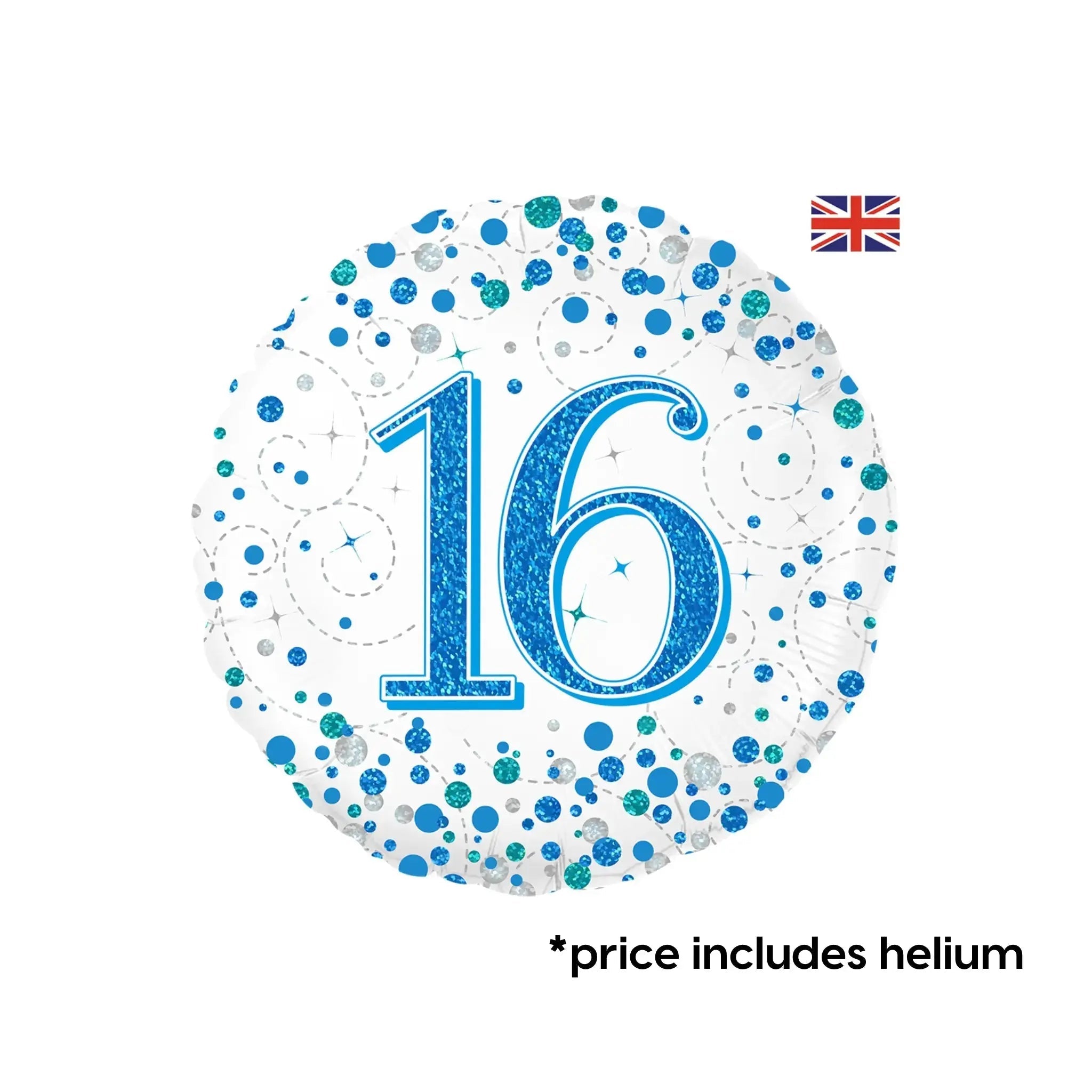 16th Birthday Balloon (Blue Sparkle) | The Party Hut