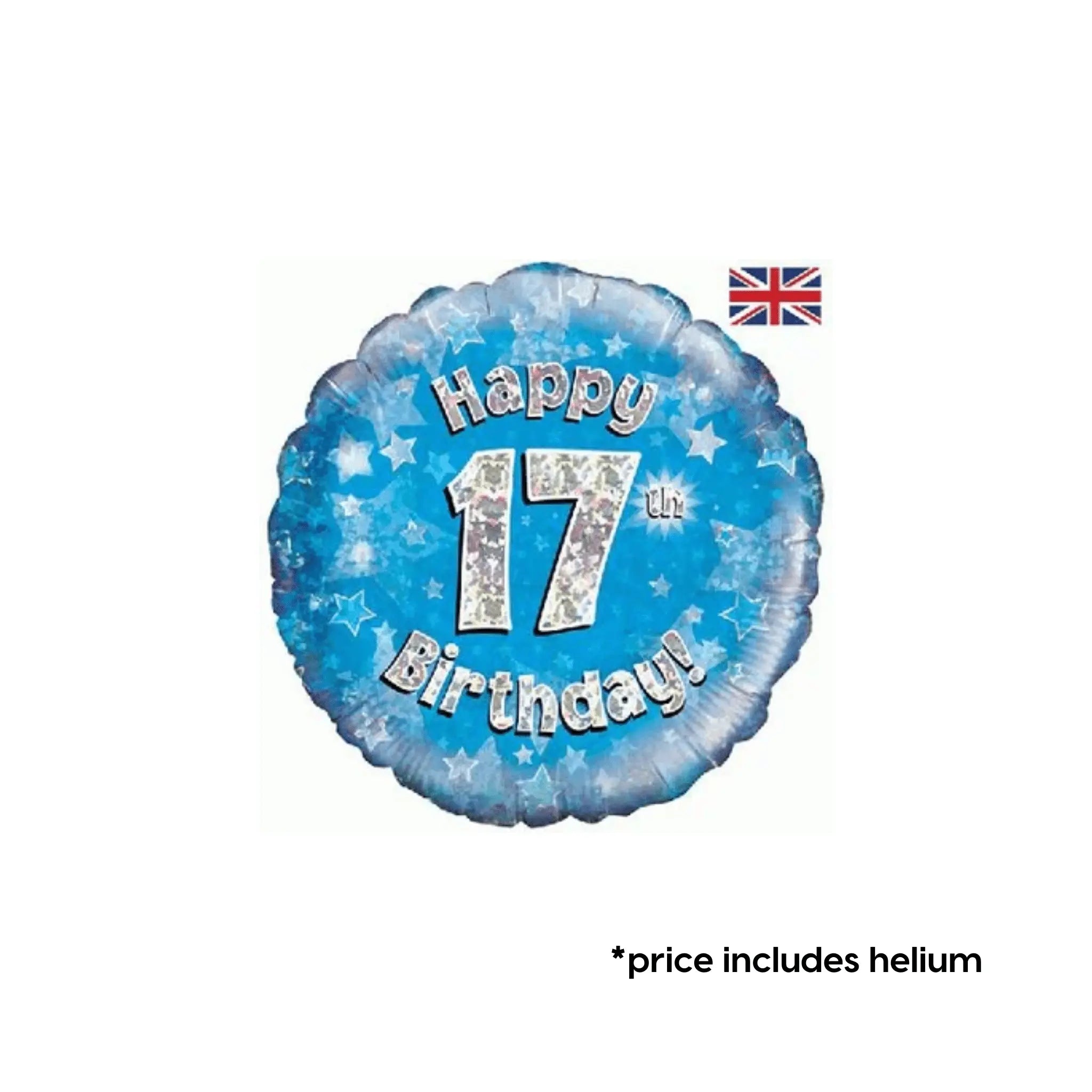 17th Birthday Balloon (Blue Sparkle) | The Party Hut