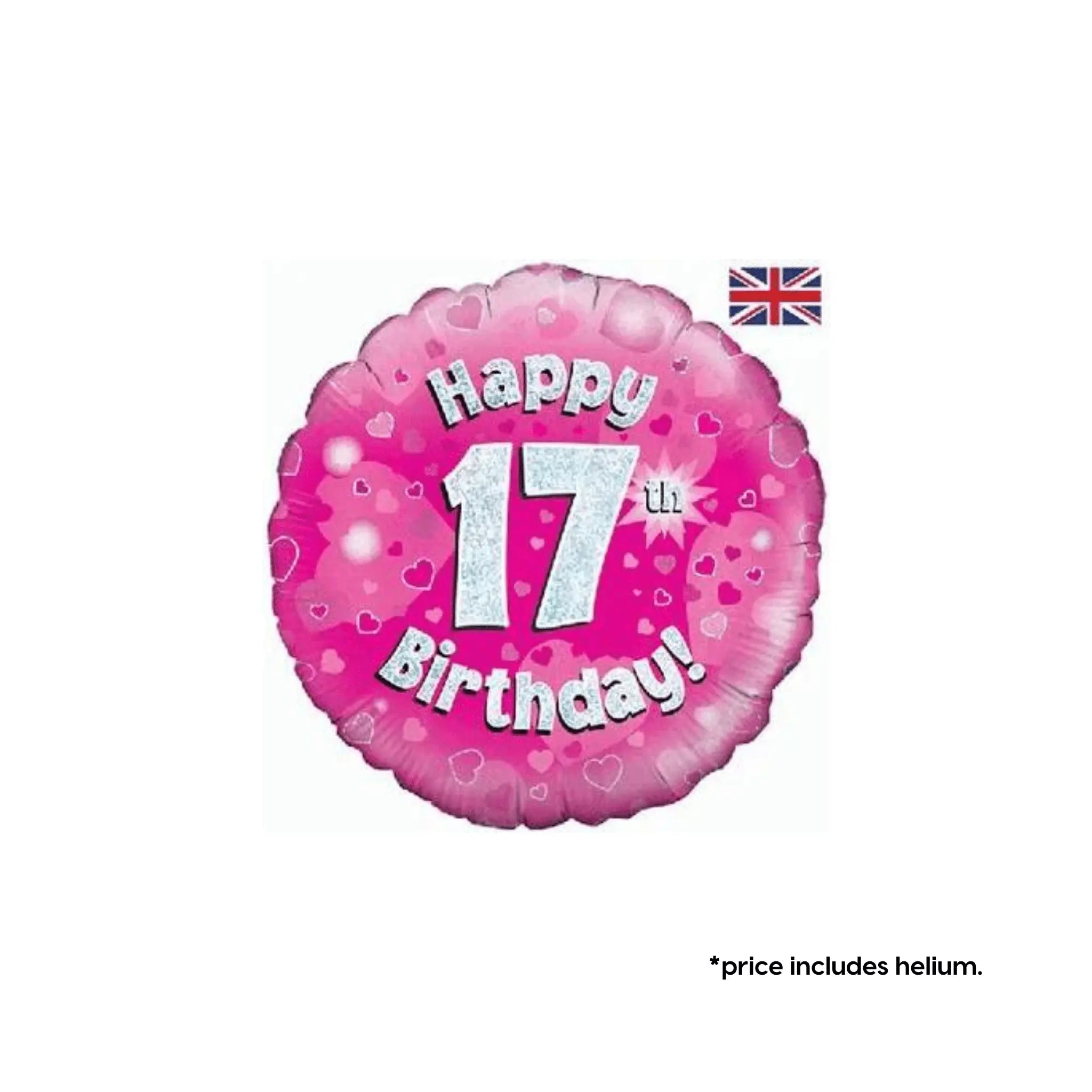 17th Birthday Balloon (Pink Sparkle) | The Party Hut