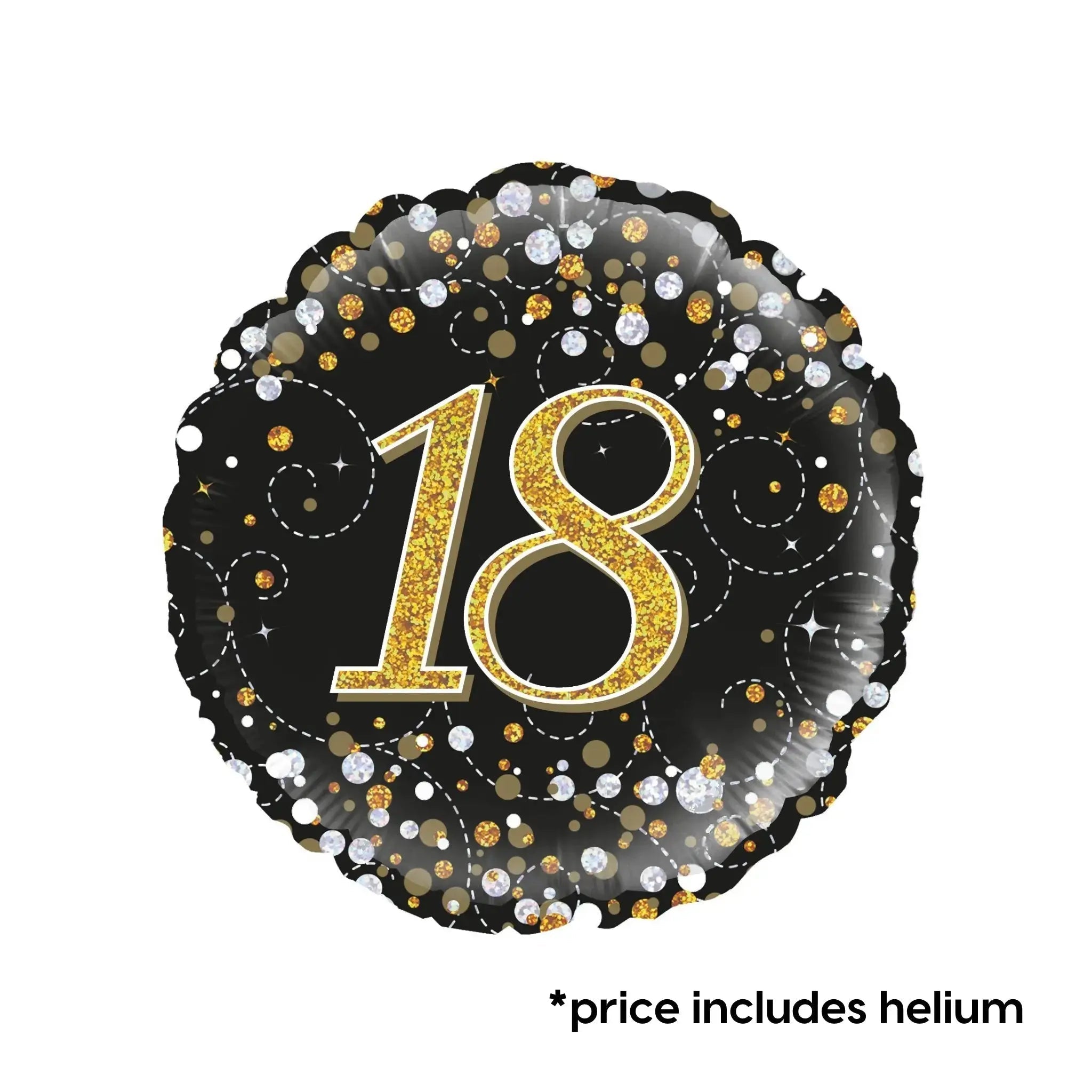 18th Birthday Balloon (Gold Sparkle) | The Party Hut