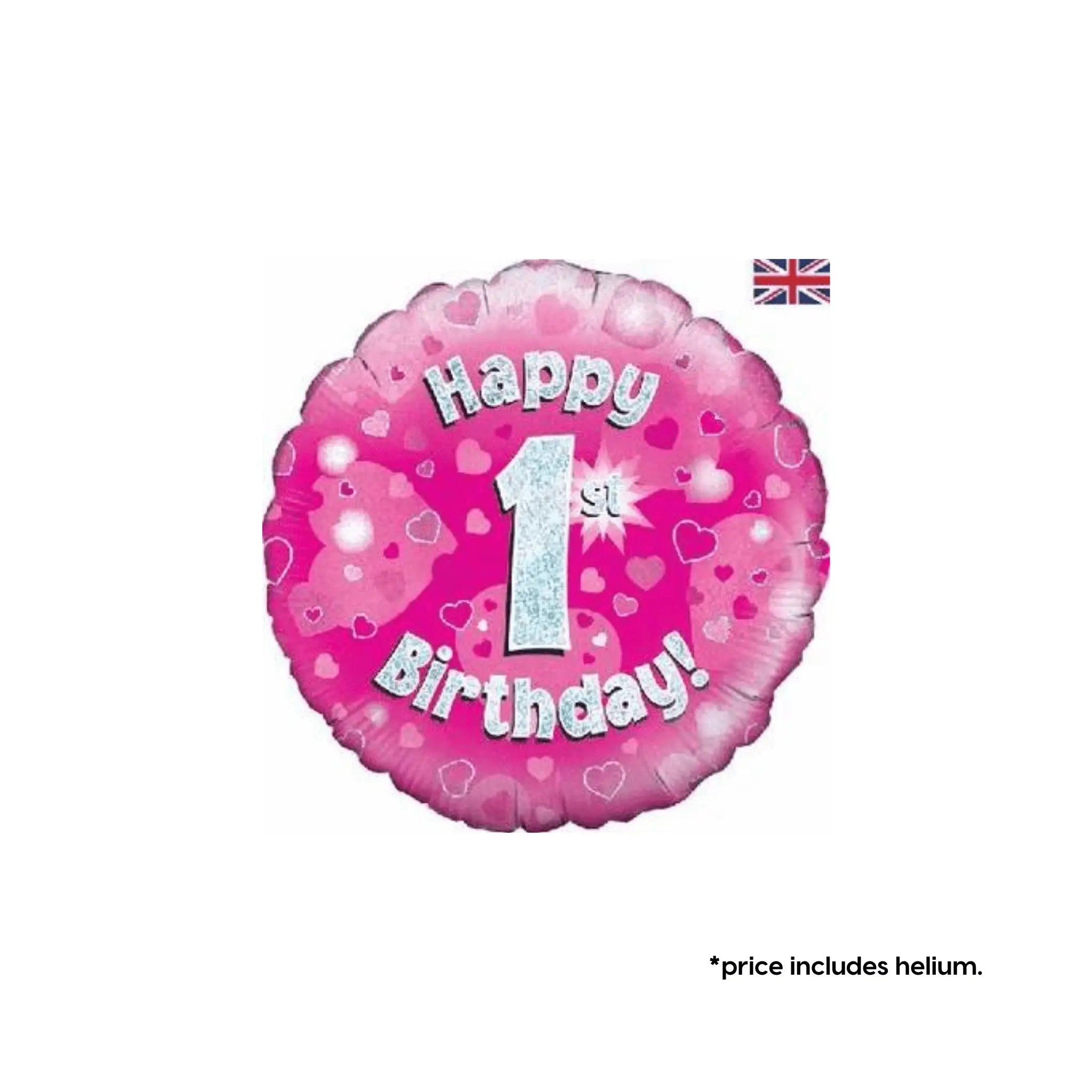 1st Birthday Balloon (Pink Sparkle) | The Party Hut