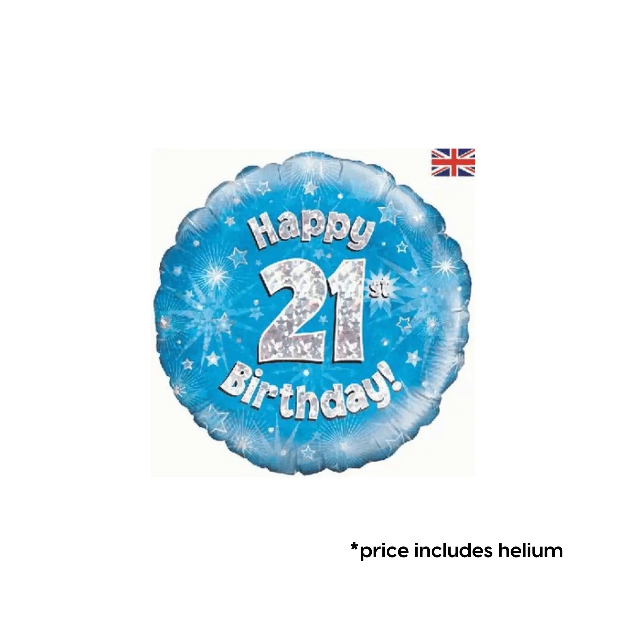 21st Birthday Balloon (Blue Sparkle) | The Party Hut