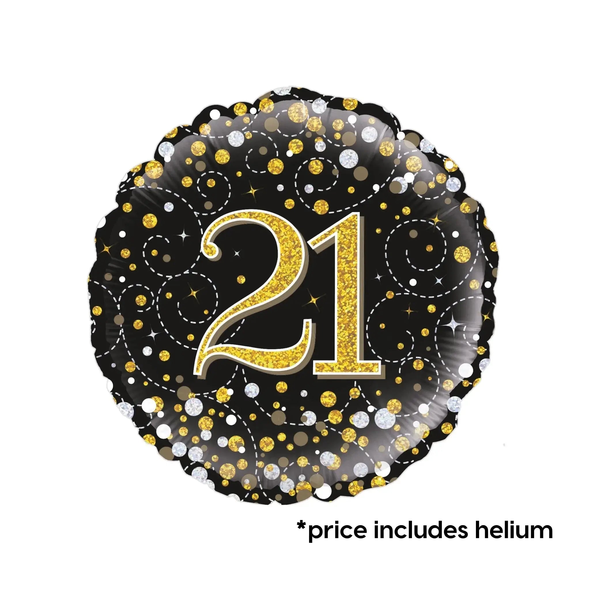 21st Birthday Balloon (Gold Sparkle) | The Party Hut