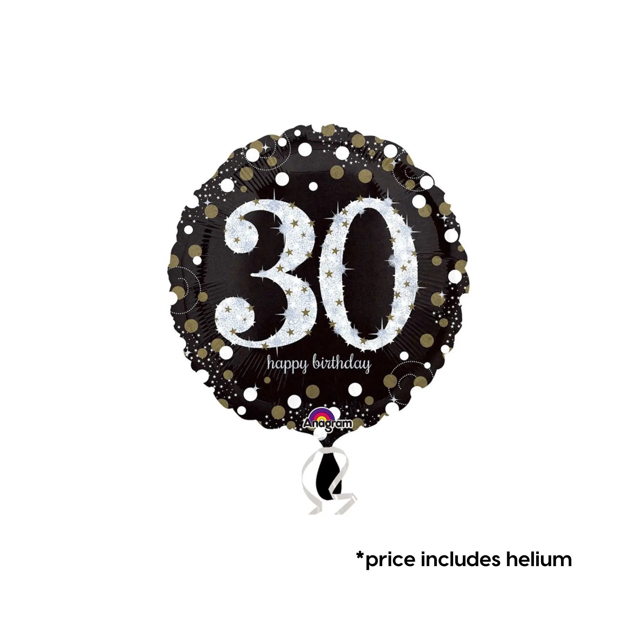 30th Birthday Balloon (Black Sparkle) | The Party Hut