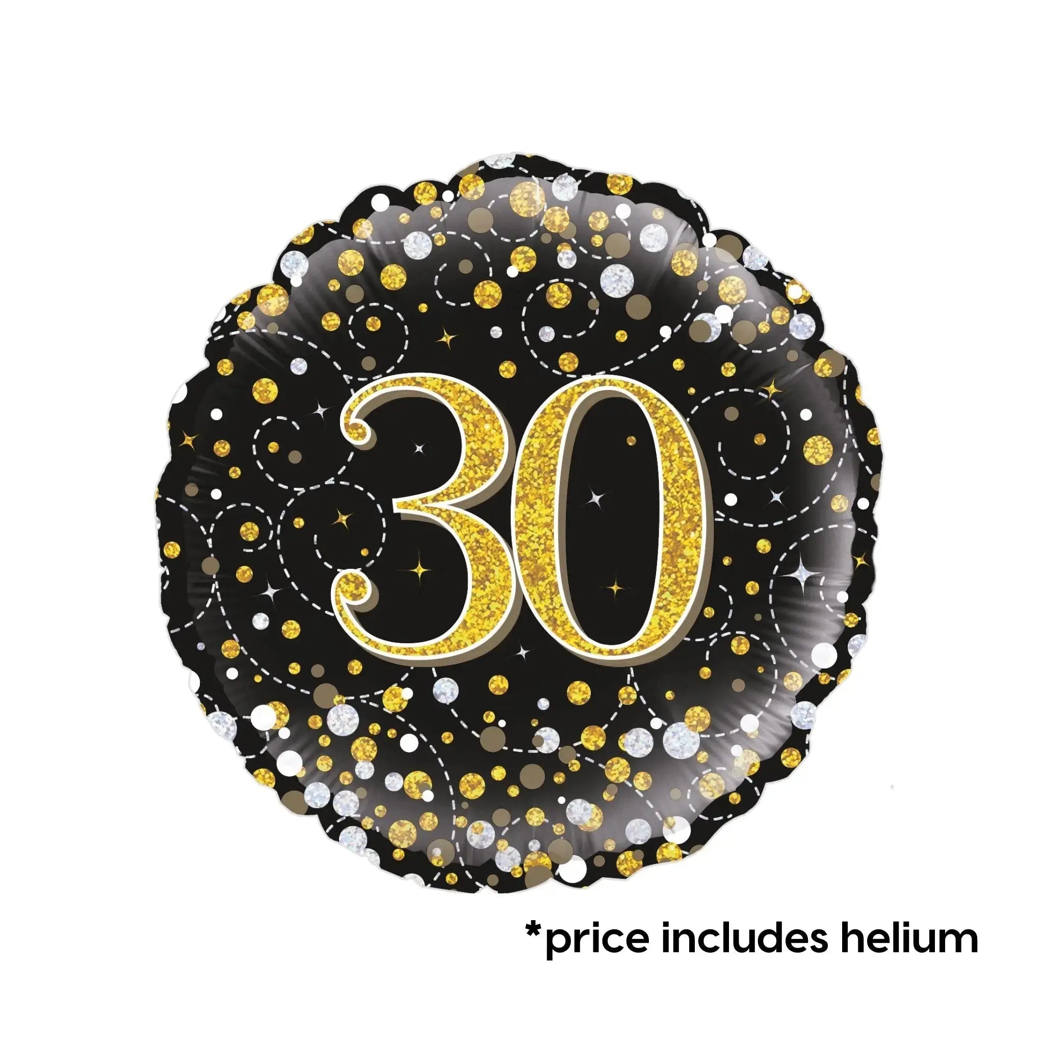 30th Birthday Balloon (Gold Sparkle) | The Party Hut