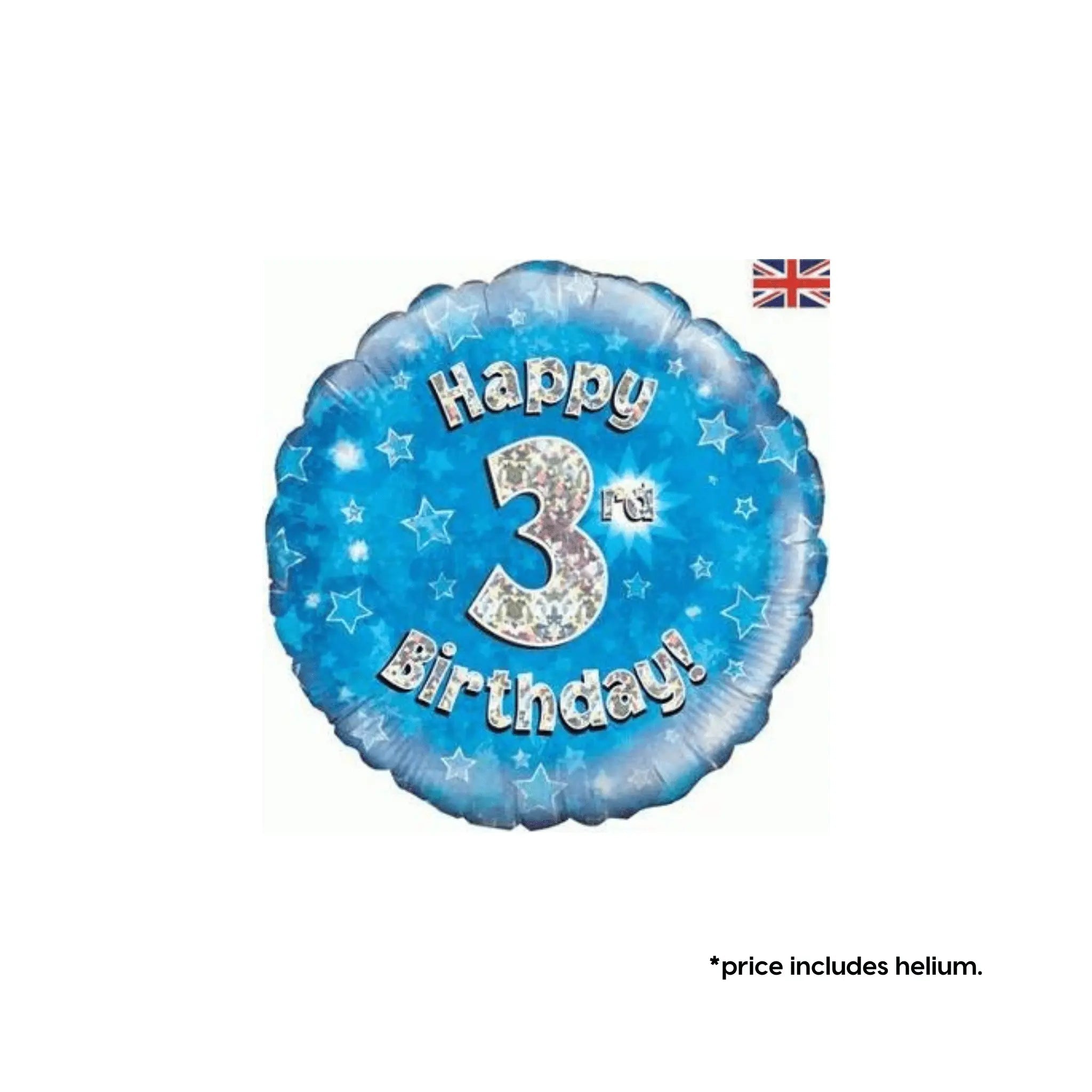 3rd Birthday Balloon (Blue Sparkle) | The Party Hut