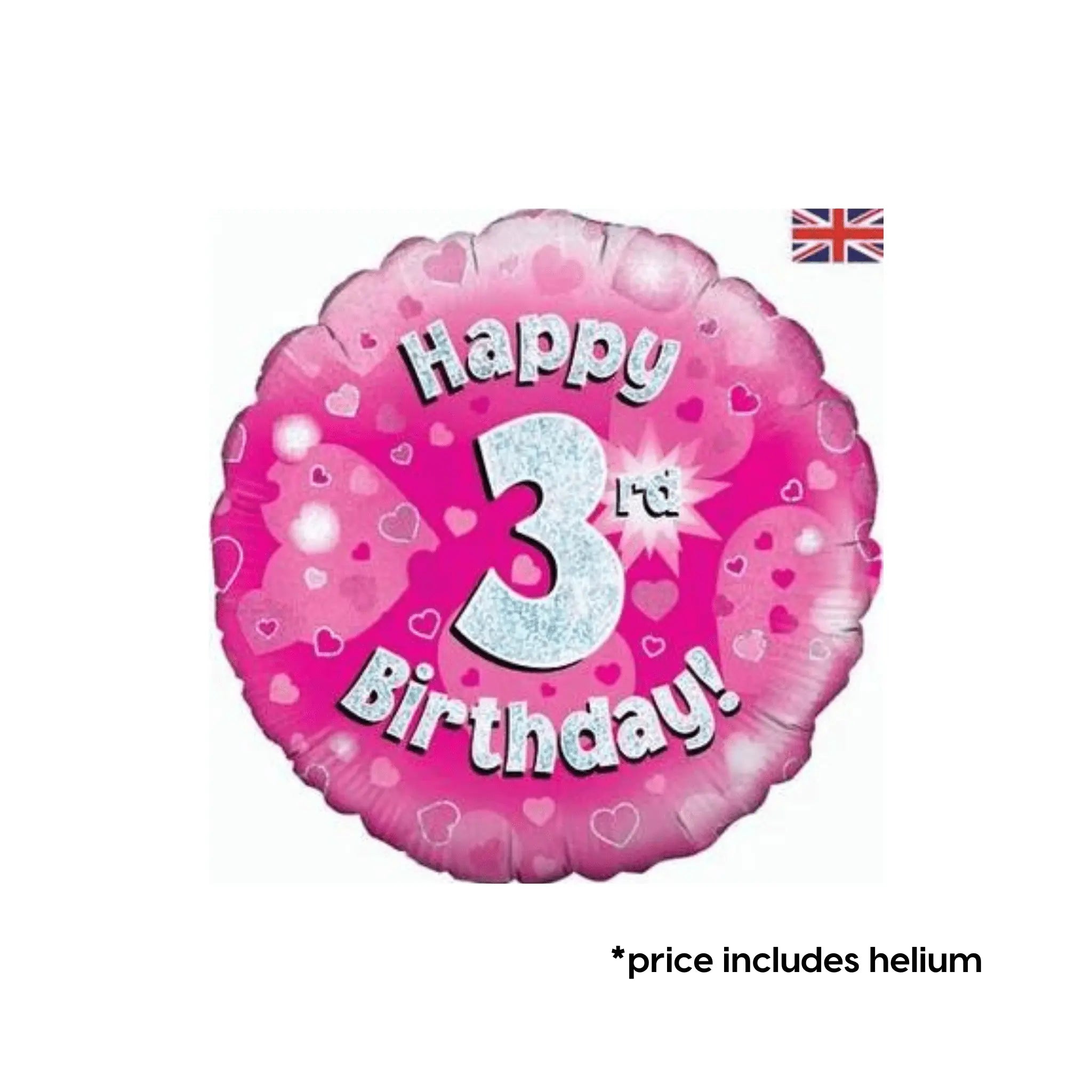 3rd Birthday Balloon (Pink Sparkle) | The Party Hut