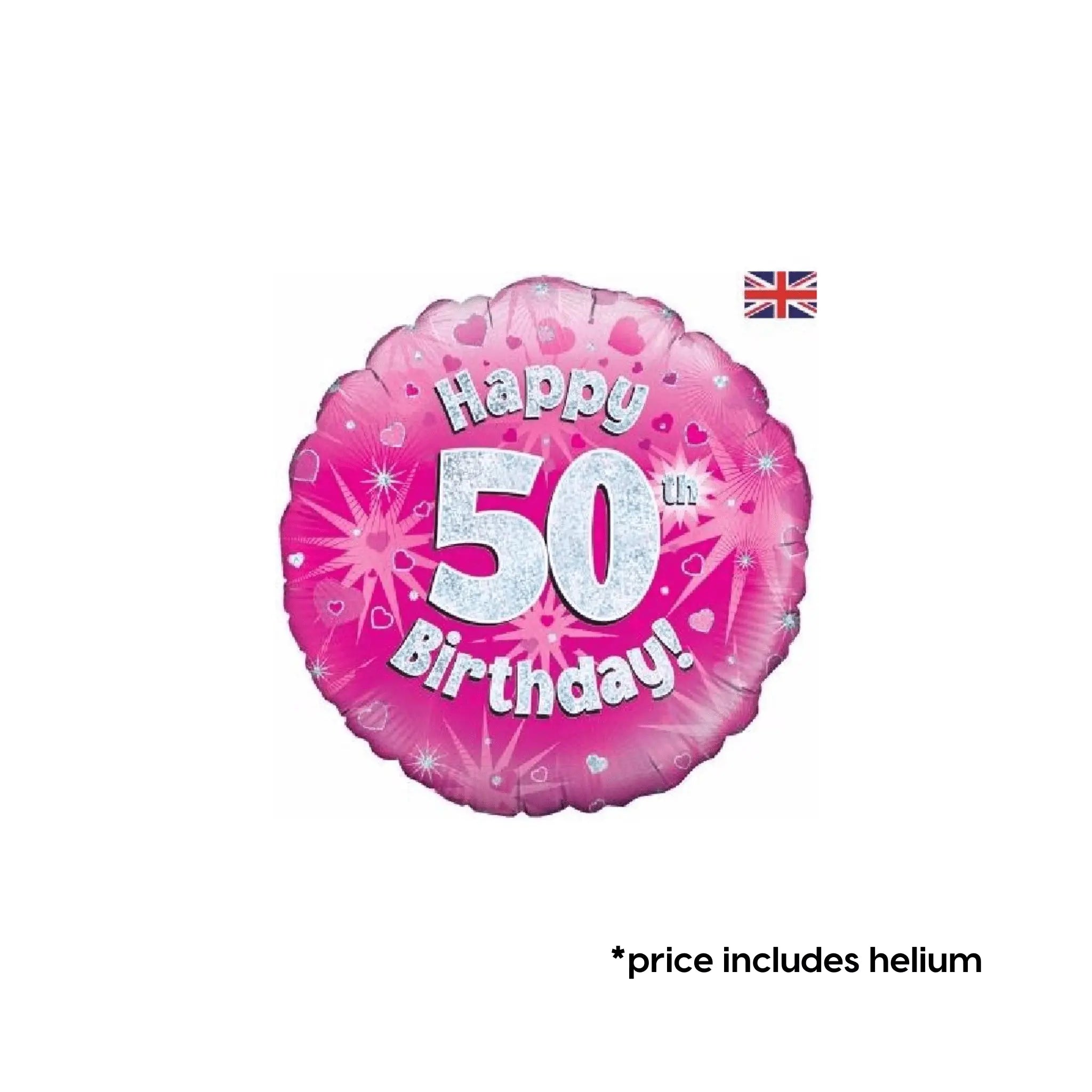 50th Birthday Balloon (Pink Sparkle) | The Party Hut