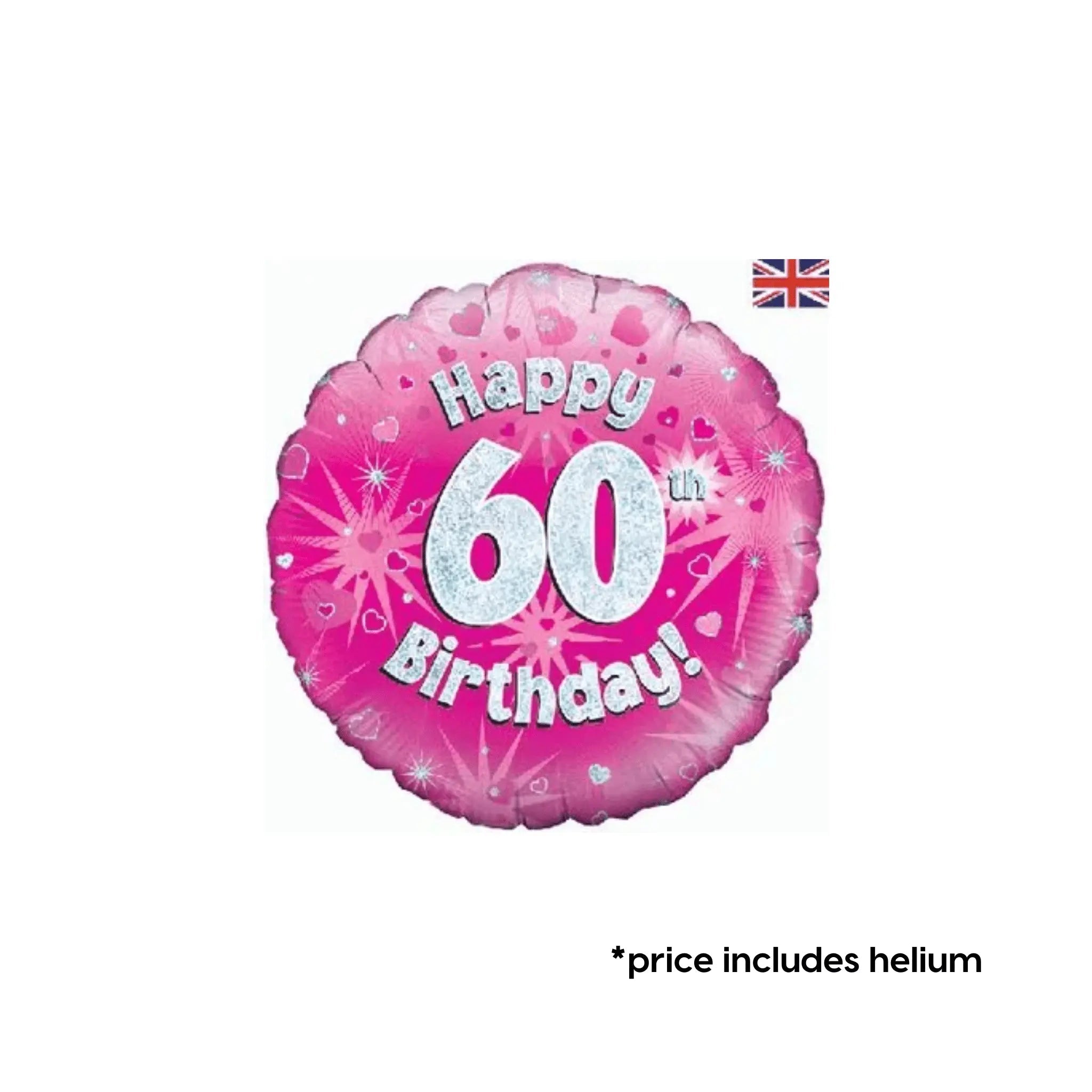 60th Birthday Balloon (Pink Sparkle) | The Party Hut