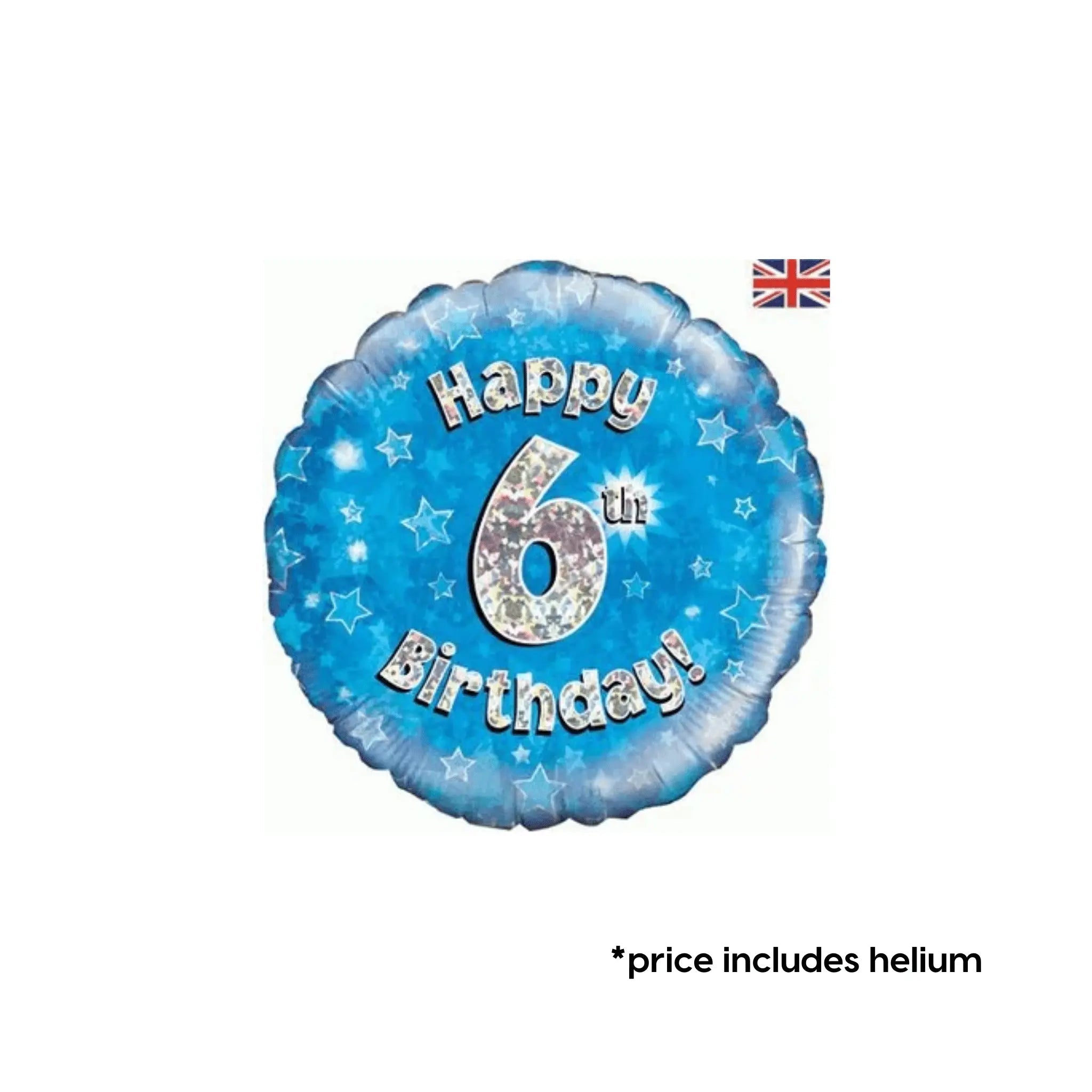 6th Birthday Balloon (Blue Sparkle) | The Party Hut