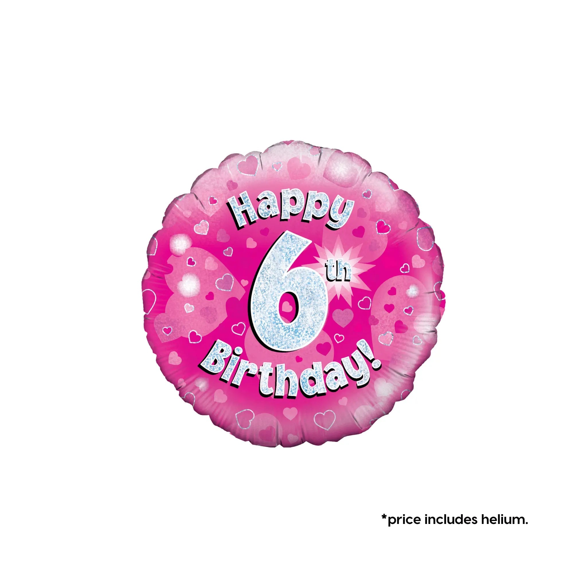 6th Birthday Balloon (Pink Sparkle) | The Party Hut