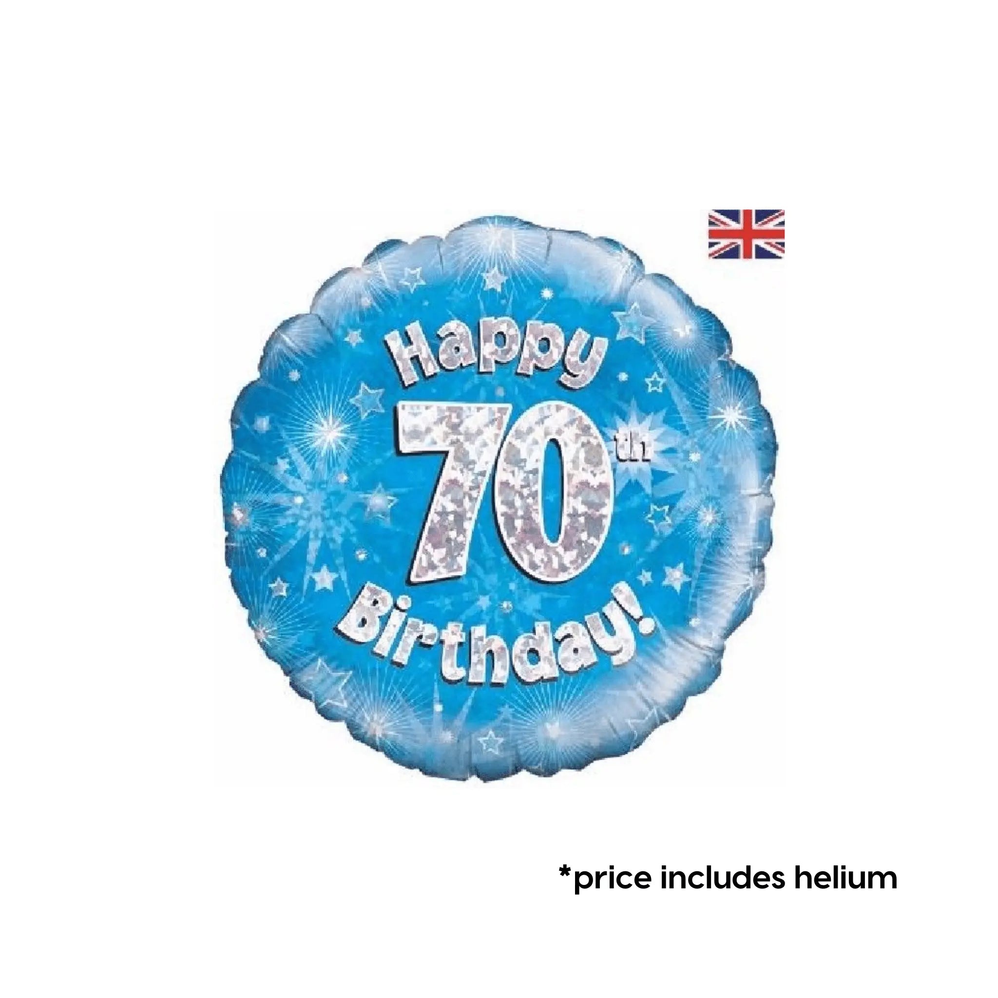 70th Birthday Balloon (Blue Sparkle) | The Party Hut