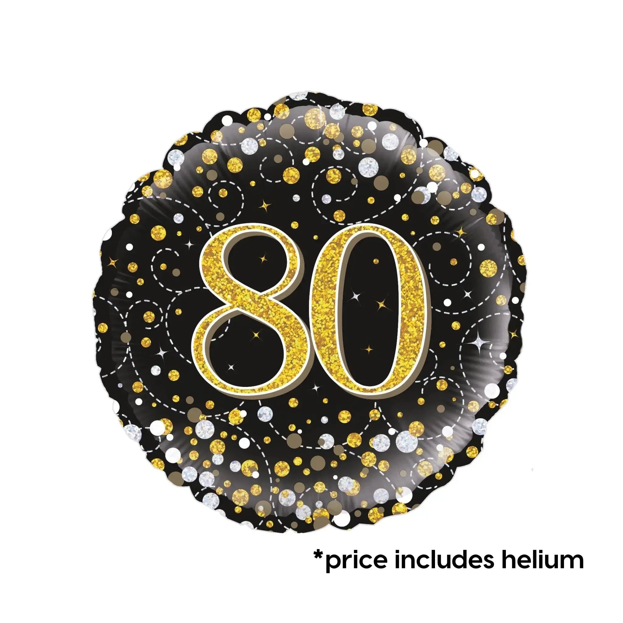 80th Birthday Balloon (Gold Sparkle) | The Party Hut