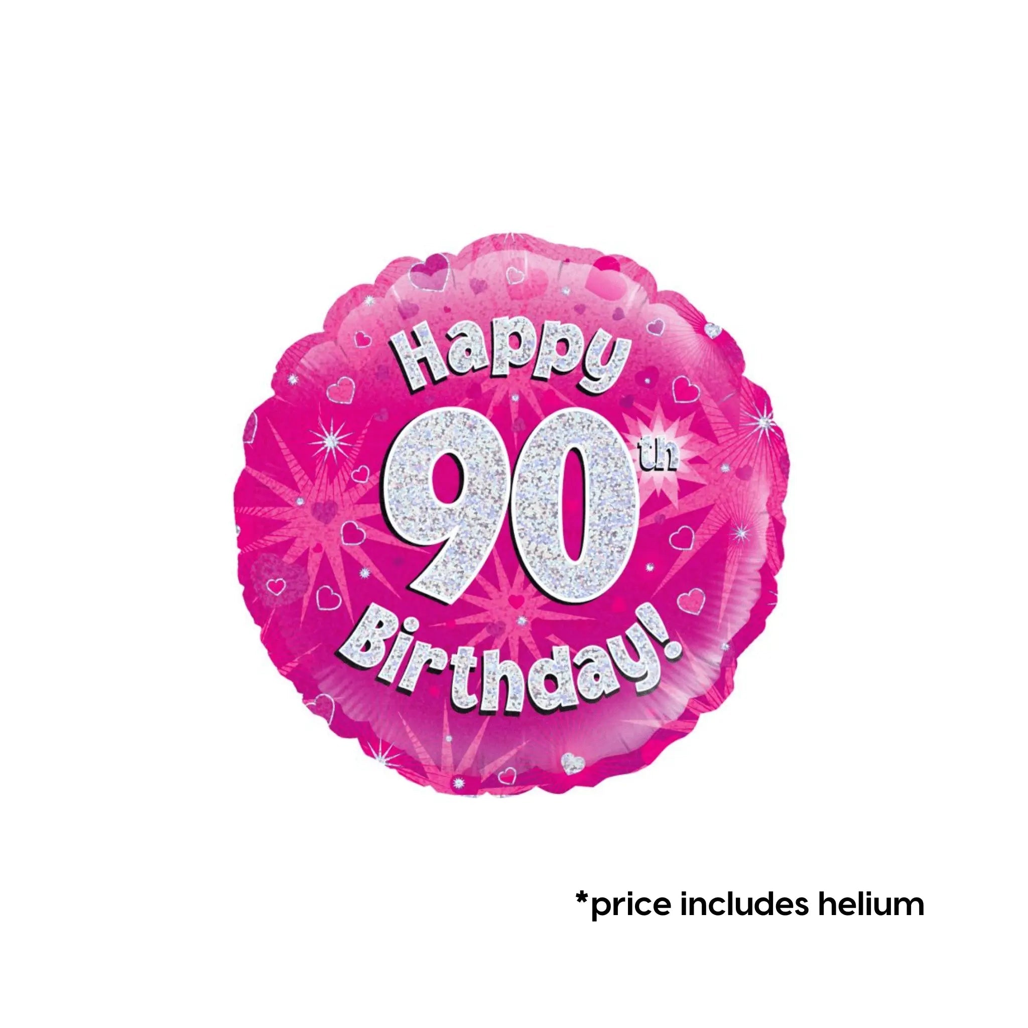 90th Birthday Balloon (Pink Sparkle) | The Party Hut