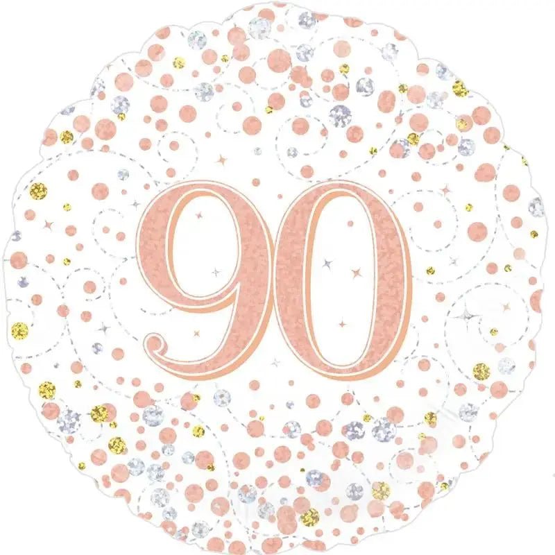 90th Birthday Balloon (Rose Gold Sparkle) | The Party Hut