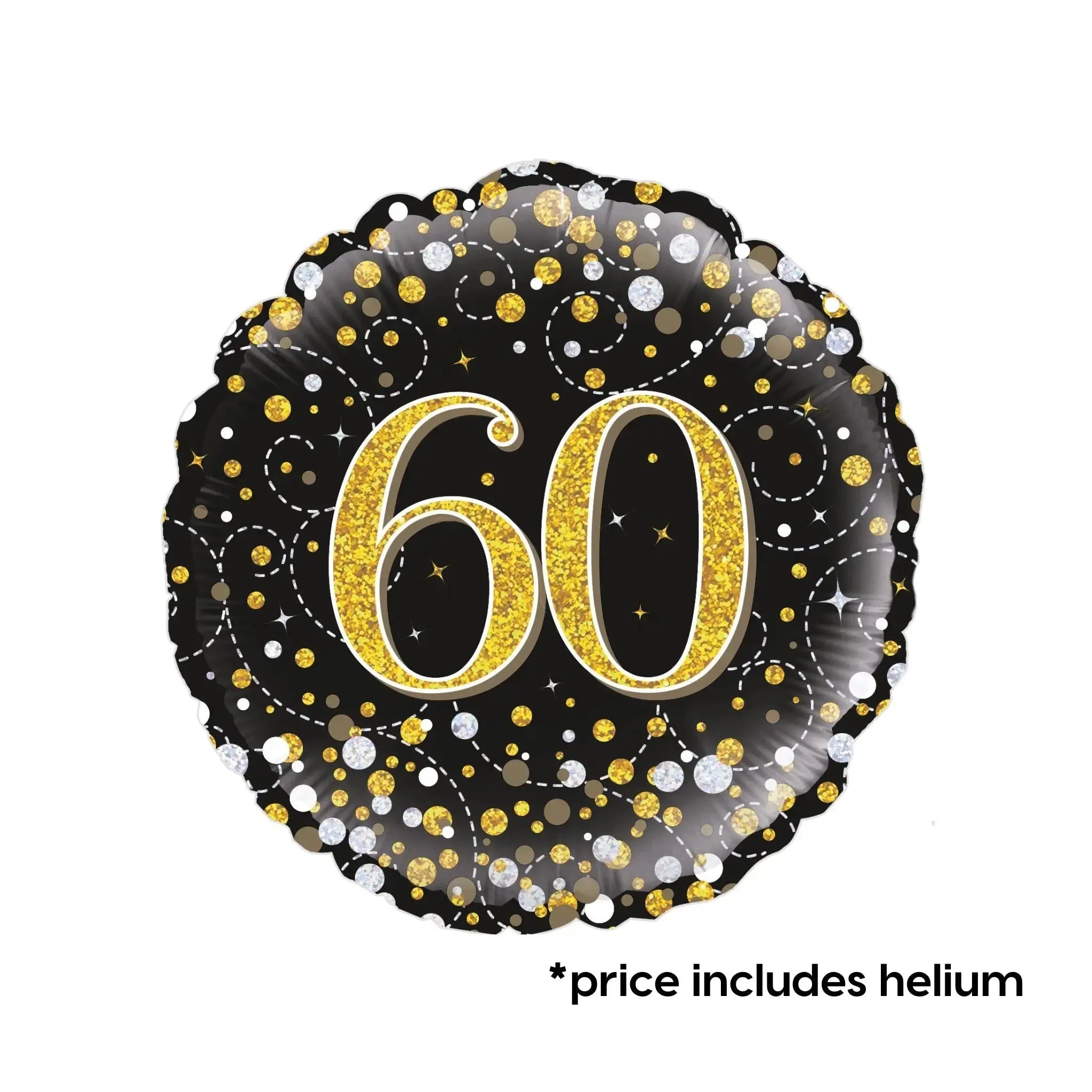 Black Sparkle - Age 60 Balloon | The Party Hut