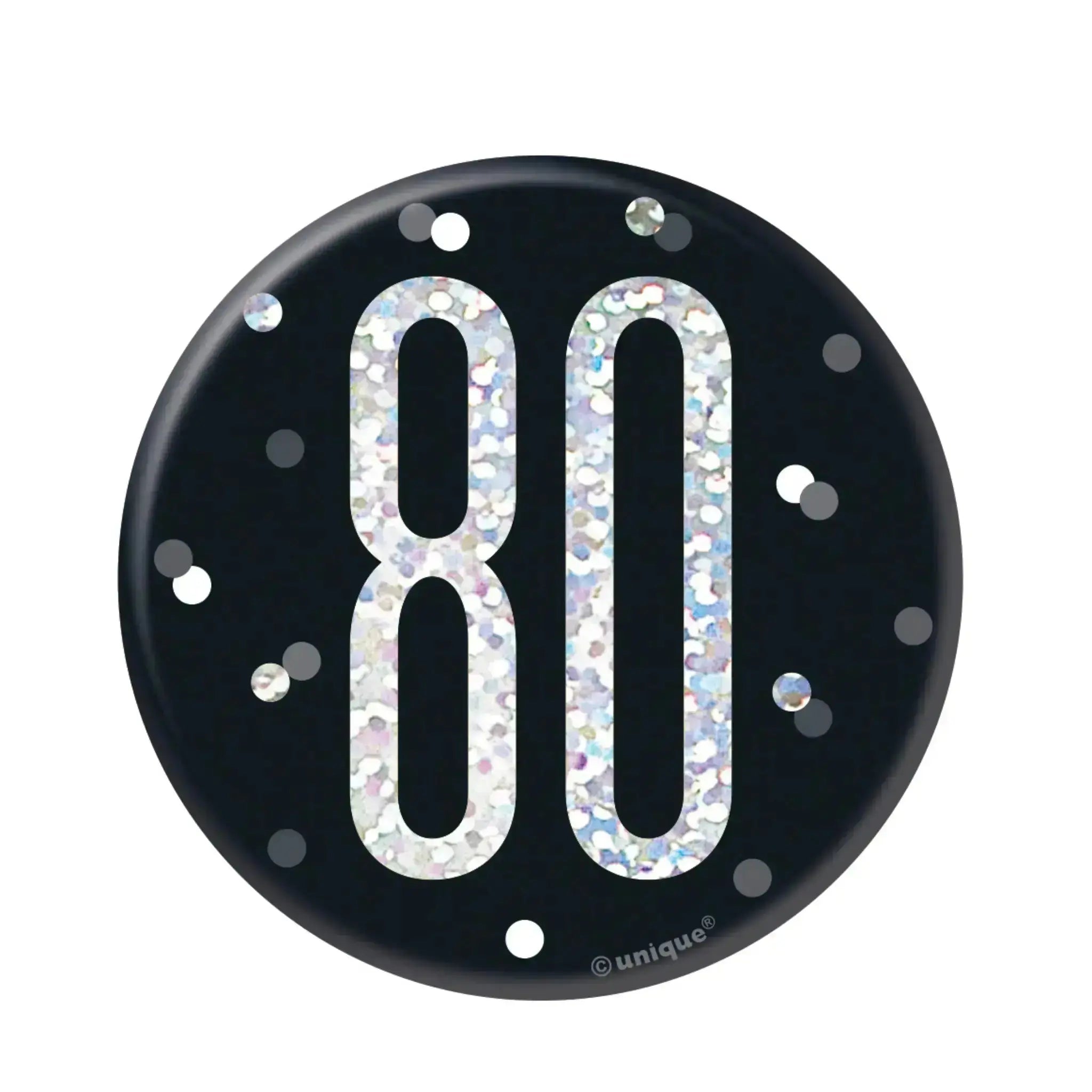 Black Sparkle - Age 80 Badge | The Party Hut
