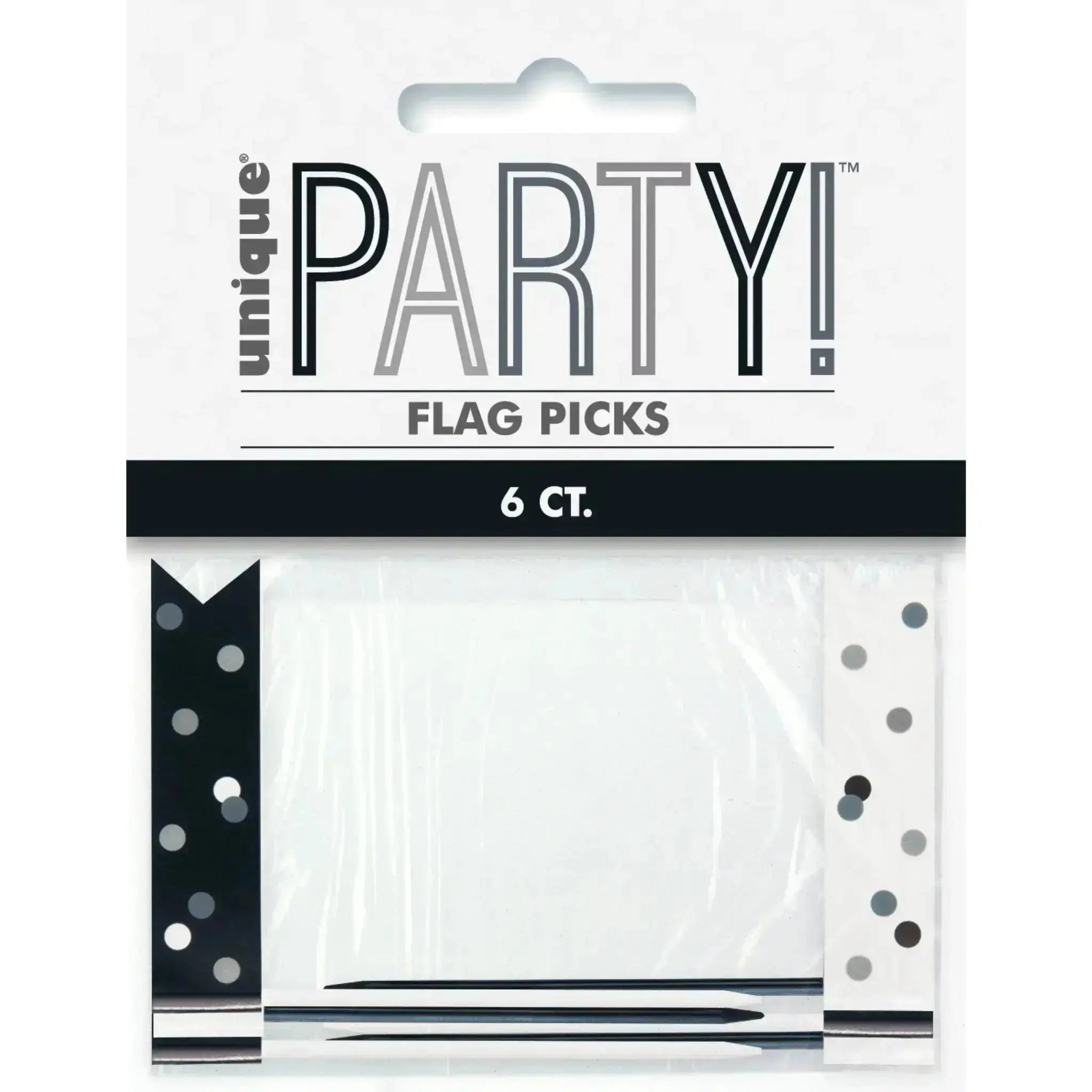 Black Sparkle - Flag Picks for Cakes | The Party Hut