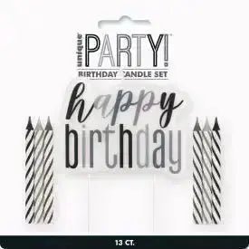 Black Sparkle - Happy Birthday Candle Set | The Party Hut