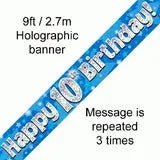 Blue Holographic Birthday Banners | The Party Hut