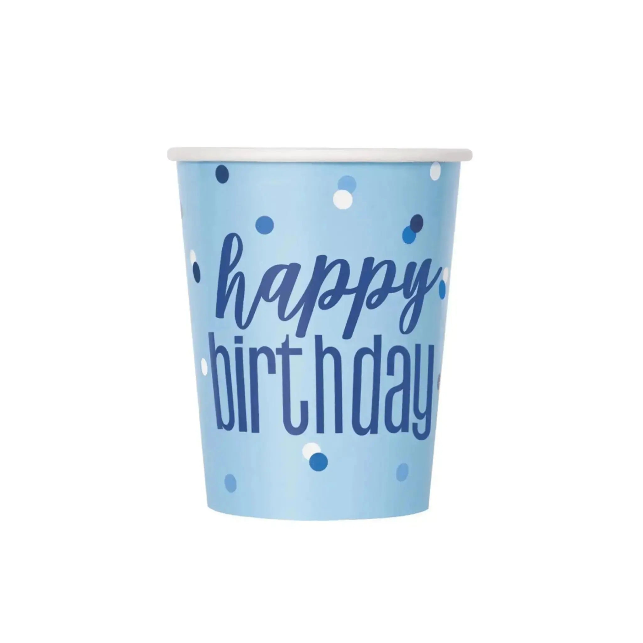 Blue Sparkle - Happy Birthday Paper Cups - Pack of 8 | The Party Hut