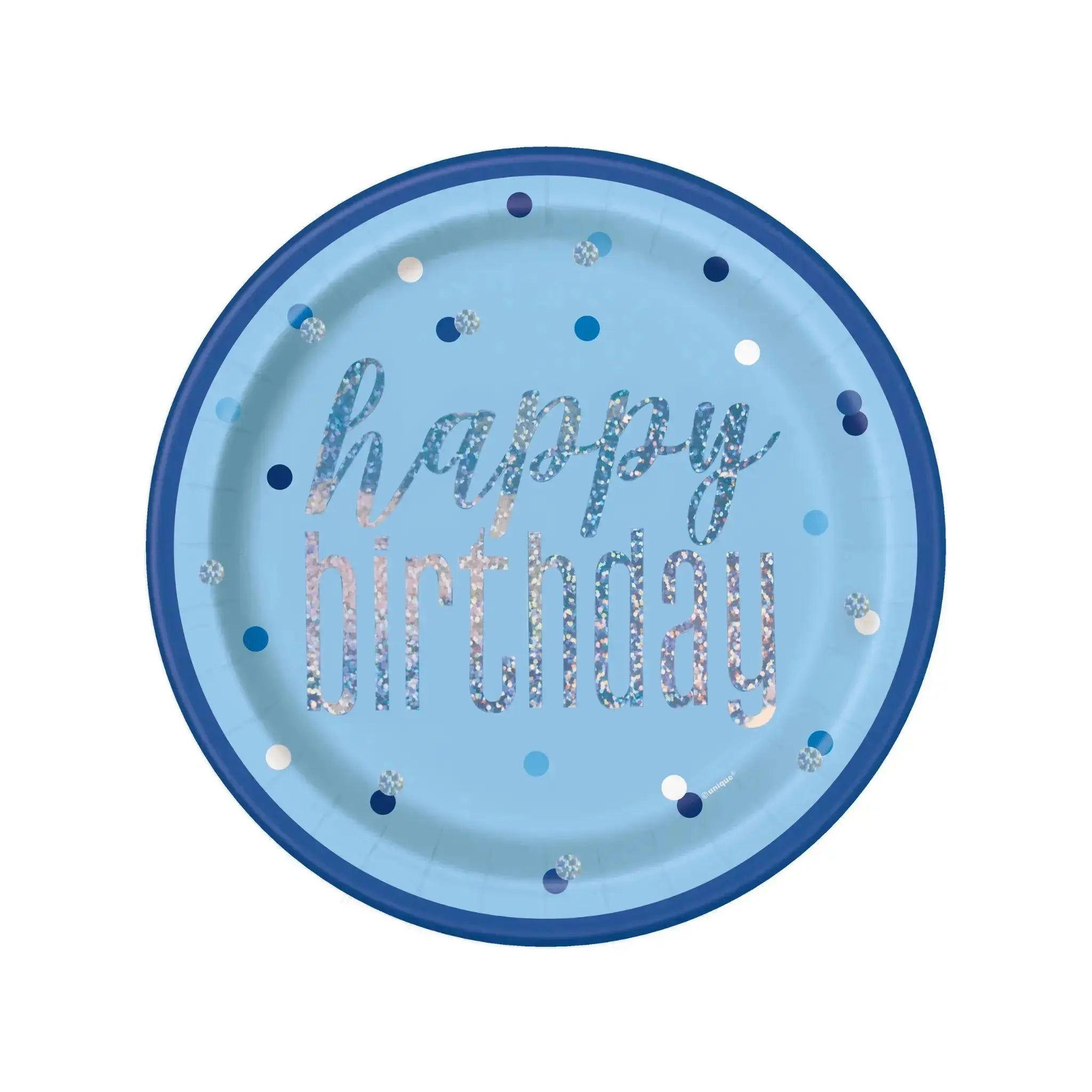 Blue Sparkle - Happy Birthday Paper Plates - Pack of 8 | The Party Hut