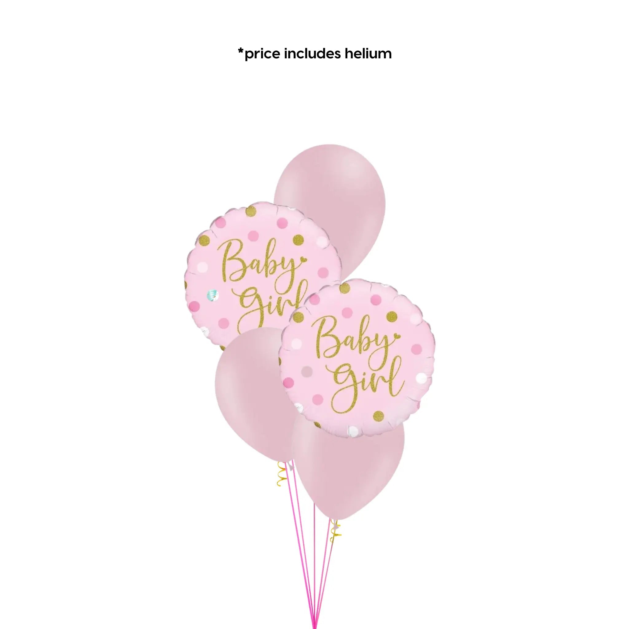 Classic Balloon Bouquet - Baby Girl (Gold) | The Party Hut
