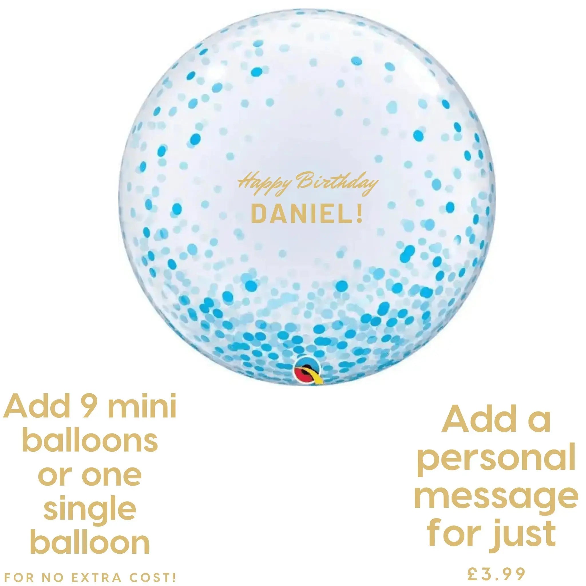 Deco Bubble Balloon - Blue Confetti Dots | The Party Hut