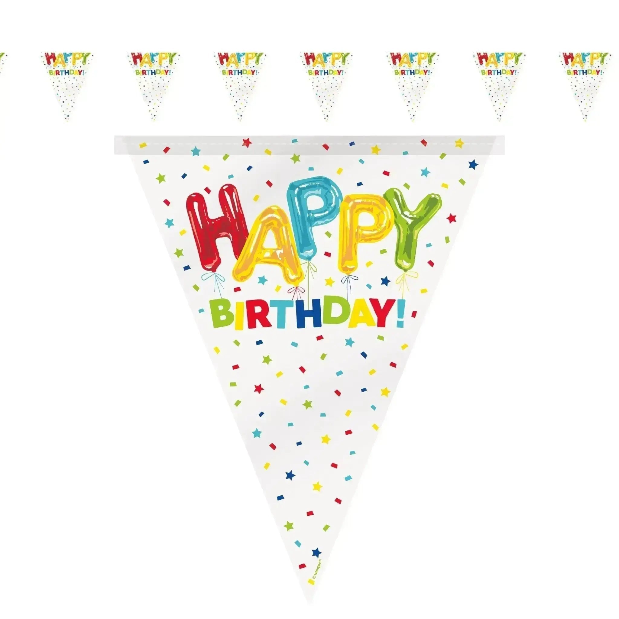Happy Balloon Birthday Plastic Flag Banner, 12 ft | The Party Hut