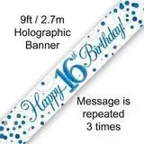 Happy Birthday Banners (Blue Sparkle) 2.7m | The Party Hut
