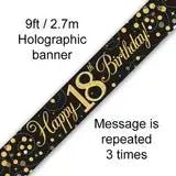 Happy Birthday Banners (Gold Sparkle) 2.7m | The Party Hut