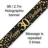 Happy Birthday Banners (Gold Sparkle) 2.7m | The Party Hut