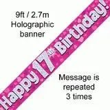 Happy Birthday Banners (Pink Sparkle) 2.7m | The Party Hut