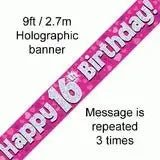 Happy Birthday Banners (Pink Sparkle) 2.7m | The Party Hut