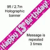 Happy Birthday Banners (Pink Sparkle) 2.7m | The Party Hut