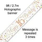 Happy Birthday Banners (Rose Gold Sparkle) 2.7m | The Party Hut