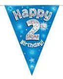 Happy Birthday Bunting (Blue Sparkle) 3.9m | The Party Hut