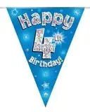 Happy Birthday Bunting (Blue Sparkle) 3.9m | The Party Hut