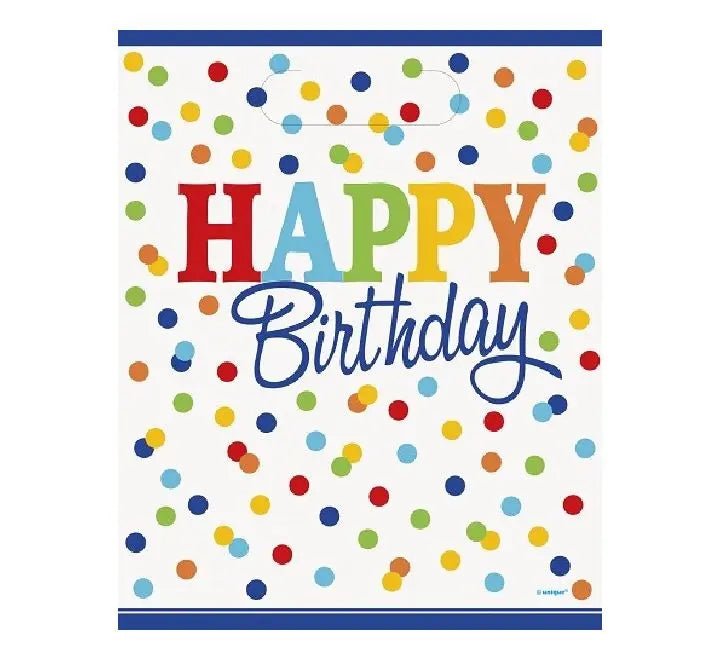 Happy Birthday Colourful Dots Party Bags - Pack of 8 | The Party Hut