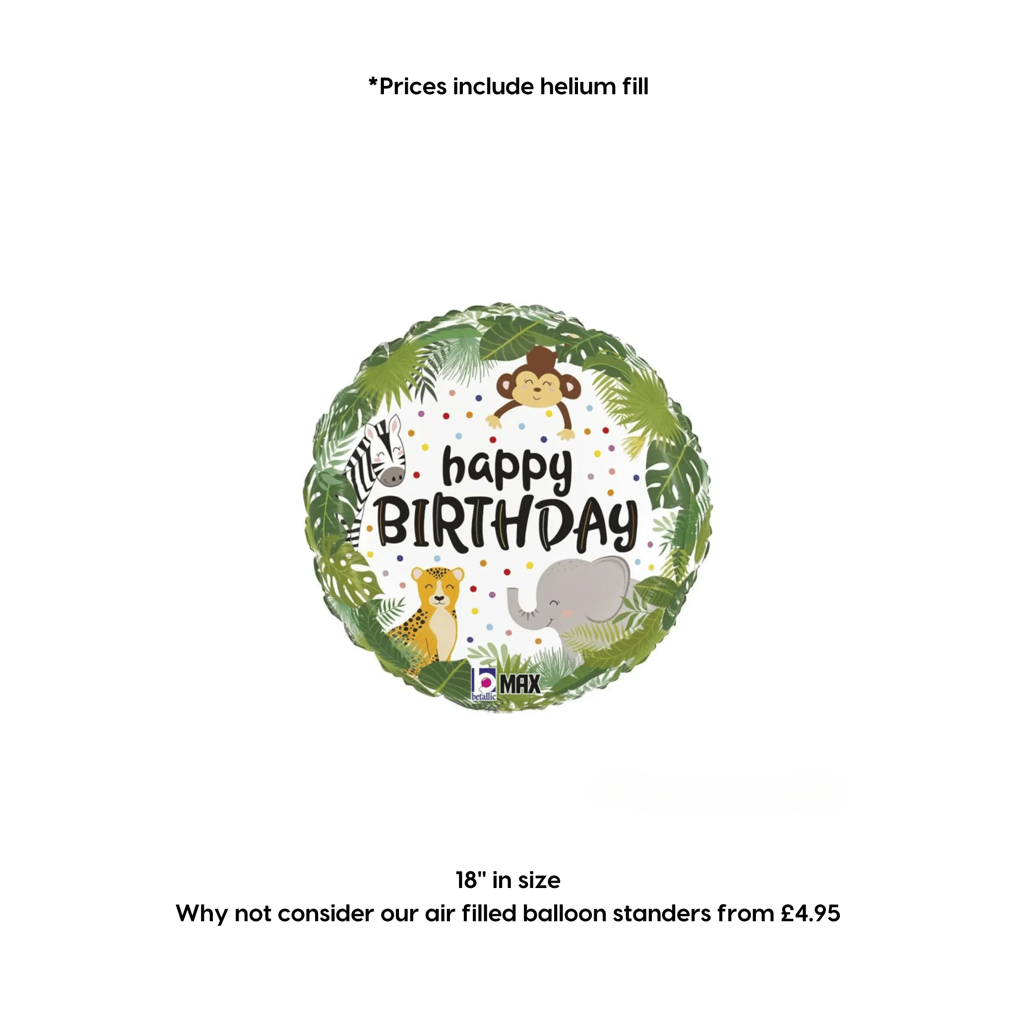 Happy Birthday Jungle Animal Foil Balloon | The Party Hut