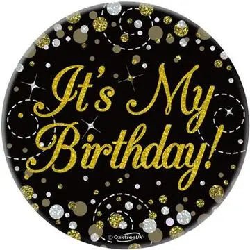 It's My Birthday - Black & Gold Sparkle | The Party Hut
