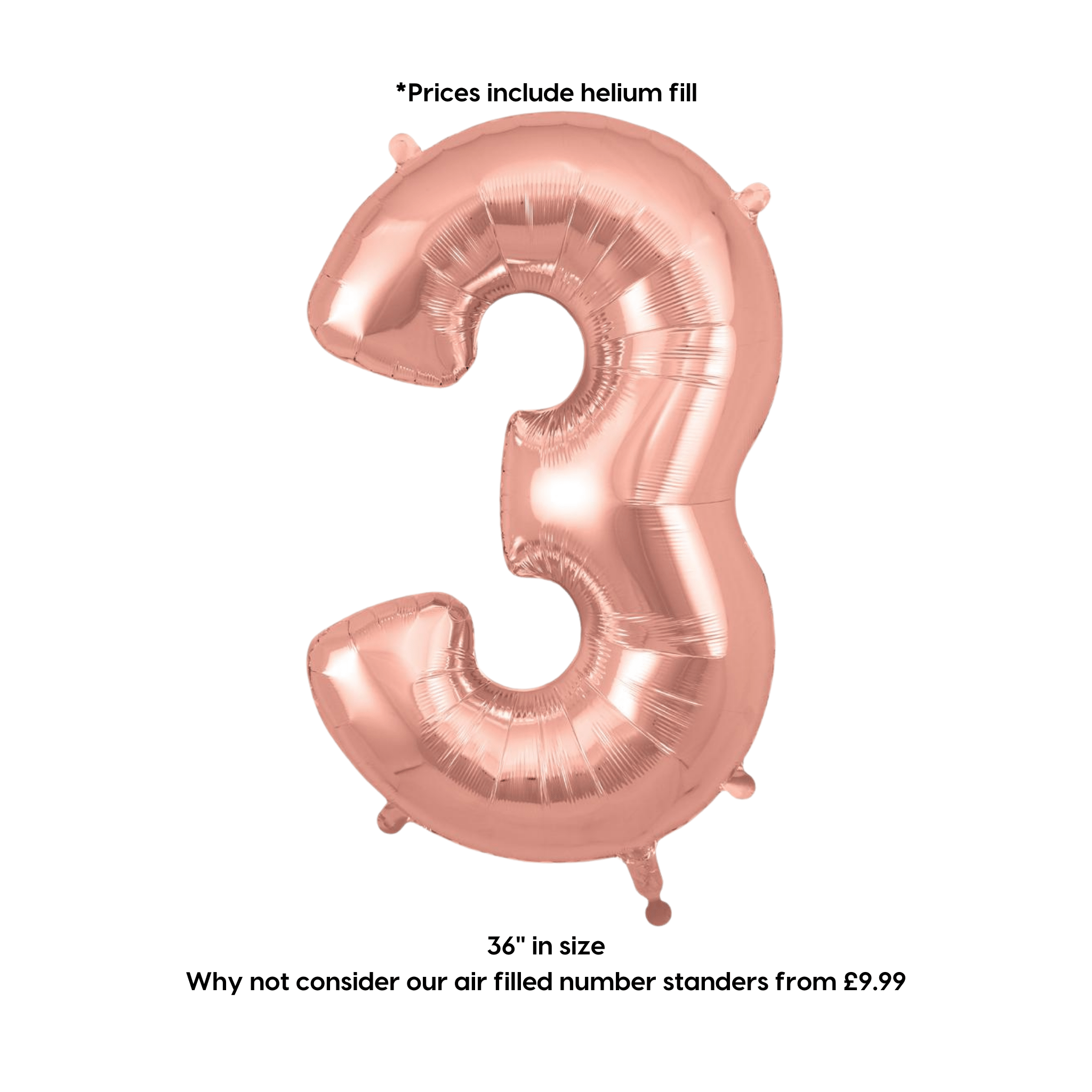Large Rose Gold Foil Number Balloons | The Party Hut